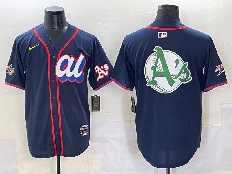 Men 2025 Oakland Athletics Blank Drak Blue All star Nike MLB Jersey style 01->oakland athletics->MLB Jersey